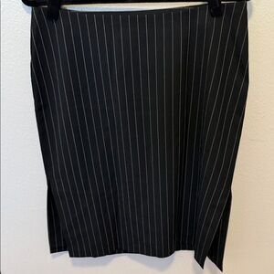 European Luxury brand Sisley Black/White Pinstripe Pencil Skirt with side slits